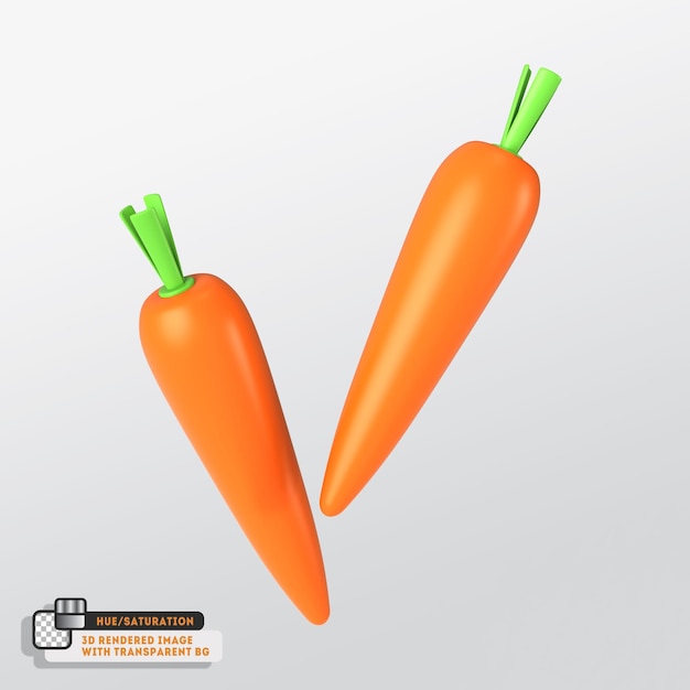 PSD carrot 3d icon isolated on white