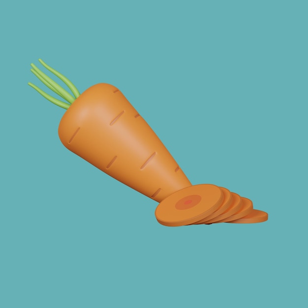 카로트 아이콘 3D 렌더링 일러스트레이션