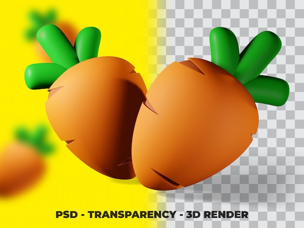 Carrot vegetable 3d illustration with transparency background