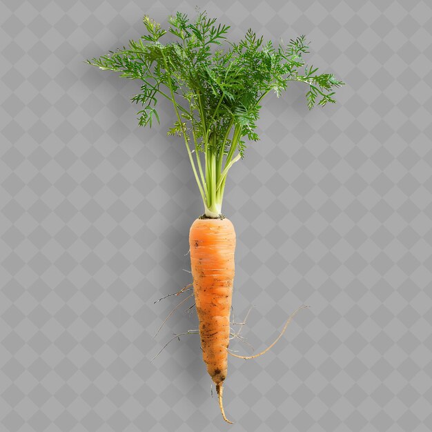 PSD a carrot with a bunch of green leaves on top of it