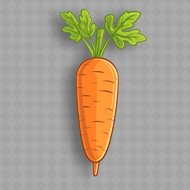 PSD carota con una foglia verde su uno sfondo trasparente illustrazione artistica vettoriale