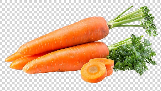 Carrot with leaves isolated on transparent background Healthy food concept