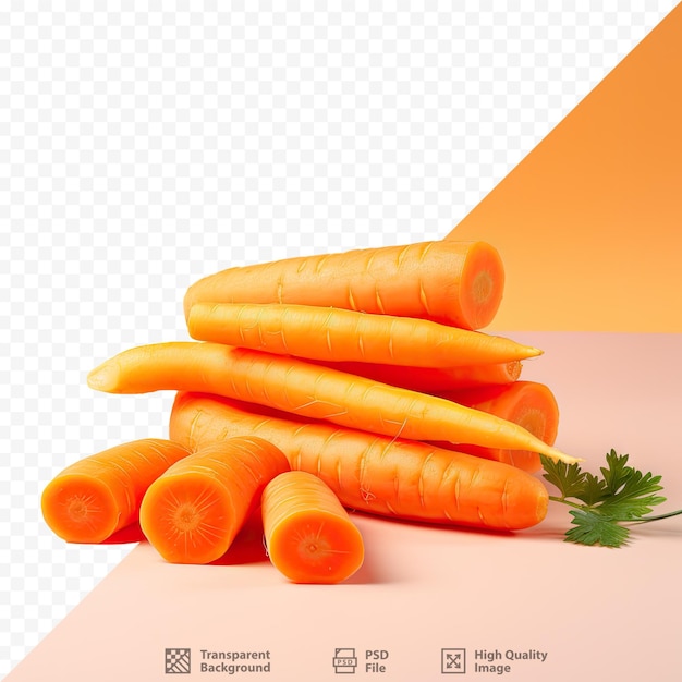 PSD carrots sliced alone on transparent background