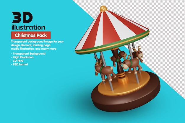 PSD carrousel christmas pack 3d ikona ilustracja