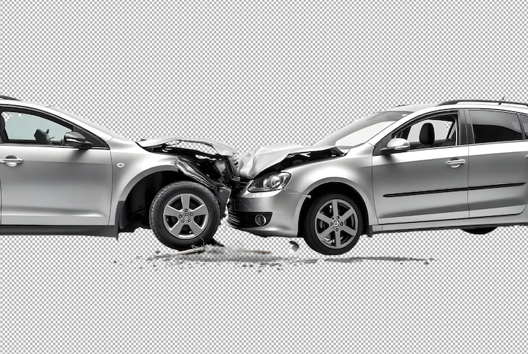 PSD cars accident crash a white background