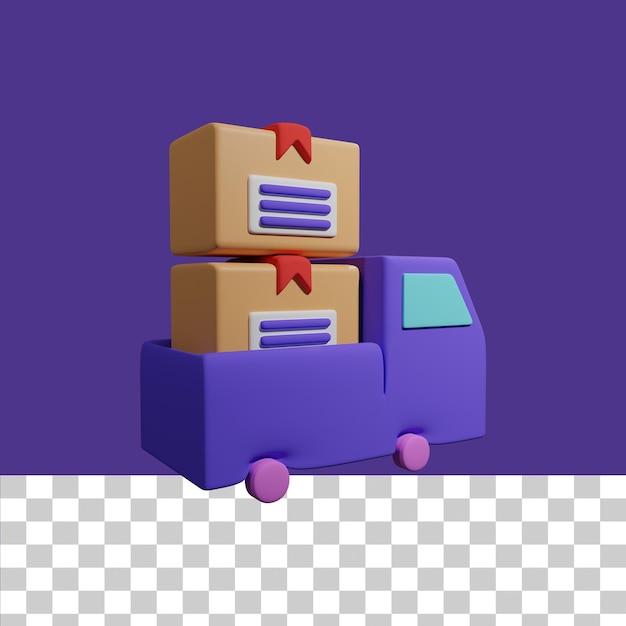 Cars with packages 3d illustration