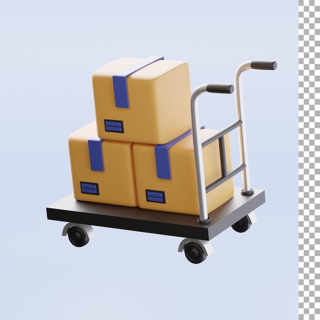 Cart dolly and boxes 3d icon