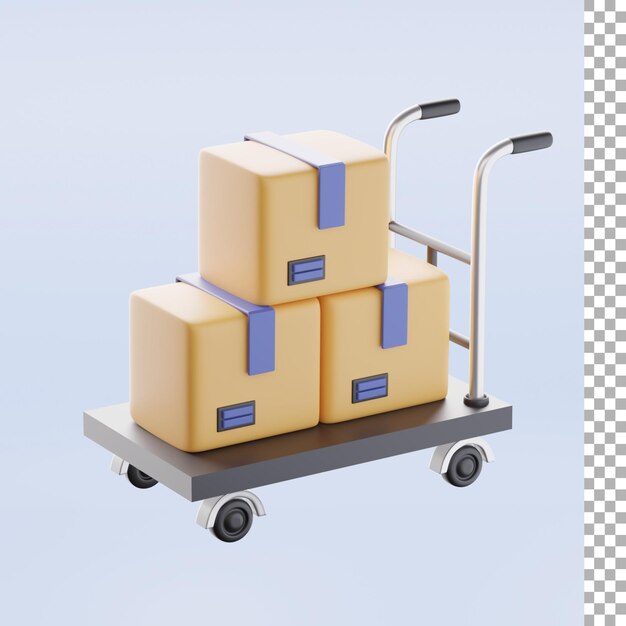 Cart dolly and boxes 3d rendering