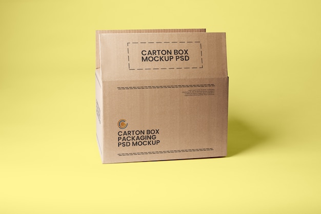 PSD carton box with retro design mockup