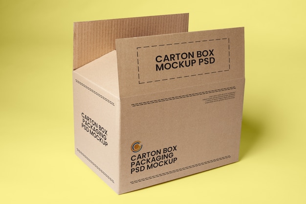 PSD carton box with retro design mockup