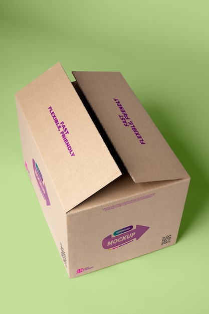 PSD carton box with retro design mockup