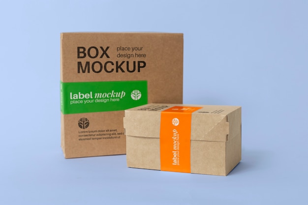 PSD carton boxes with labels arrangement