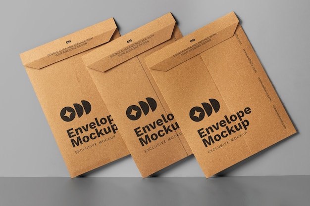 PSD carton envelopes arrangement mockup