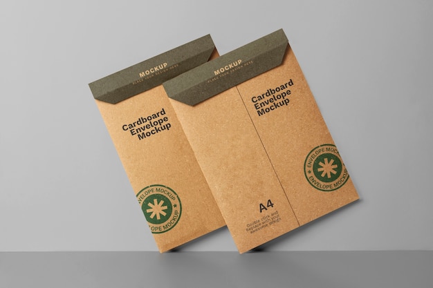 PSD carton envelopes arrangement mockup