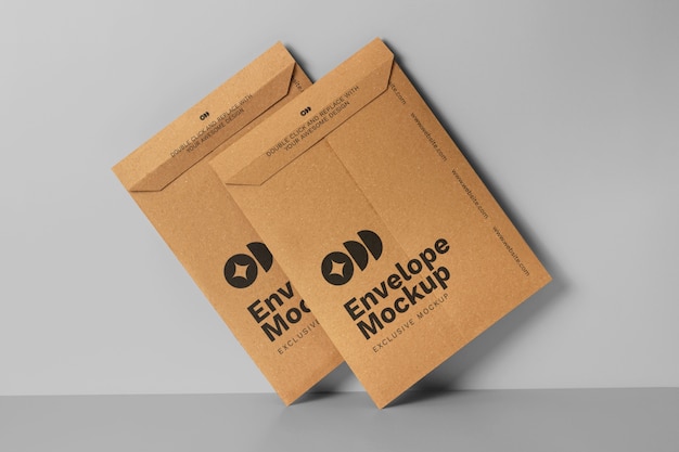 PSD carton envelopes arrangement mockup