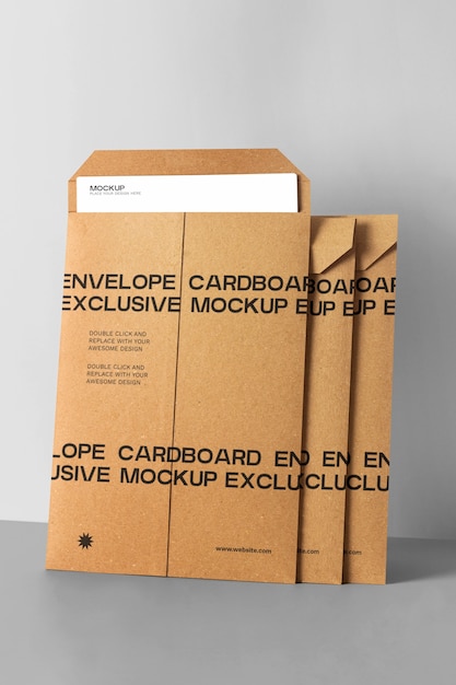 PSD carton envelopes arrangement mockup