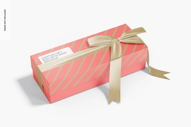 PSD scatola regalo in cartone con fiocco mockup, vista sinistra