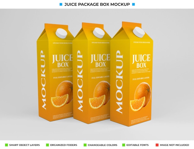 Carton juice box package mockup design