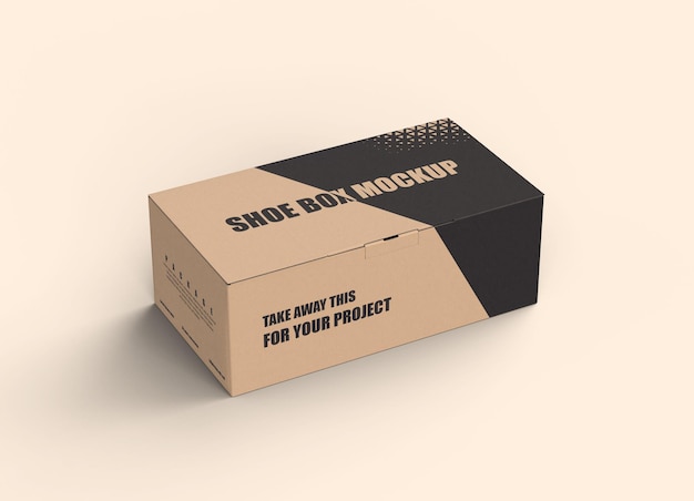 Carton shoe box mockup left lateral view