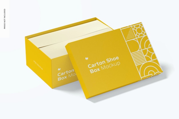 Carton shoe box mockup opened