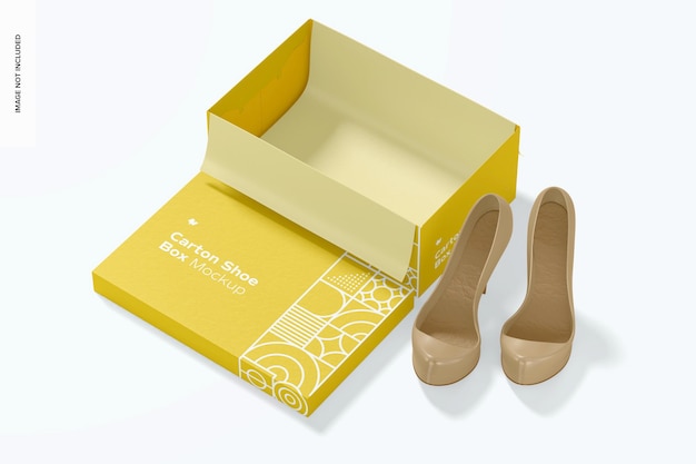 Carton shoe box mockup, top view