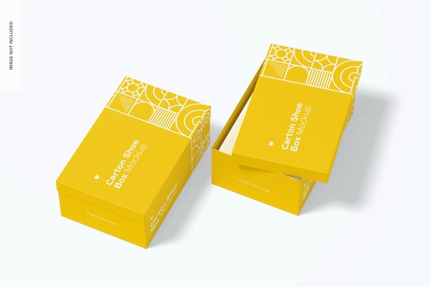 Carton shoe boxes mockup perspective