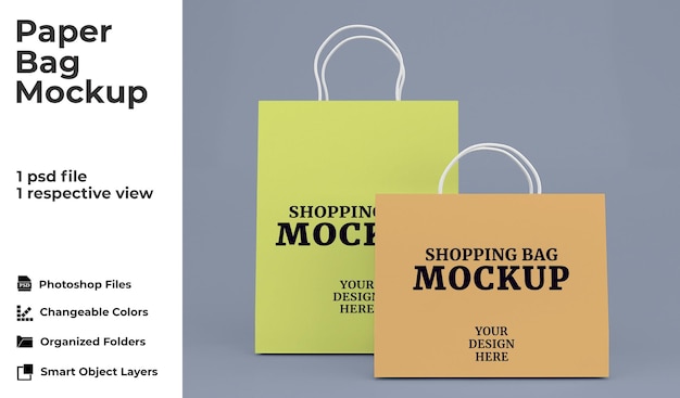 Carton shopping bag mockup template