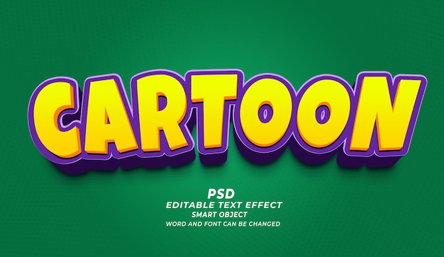 PSD stile psd di photoshop con effetti di testo modificabili 3d dei cartoni animati