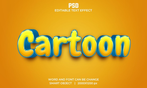 cartoon 3d editable text effect premium psd with background