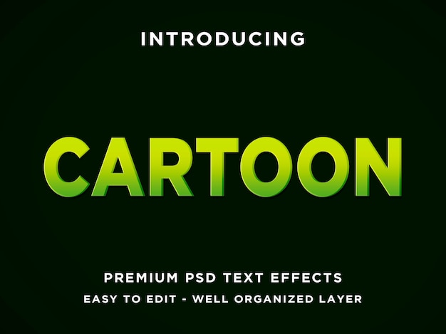 Cartoon 3d green editable text effect style