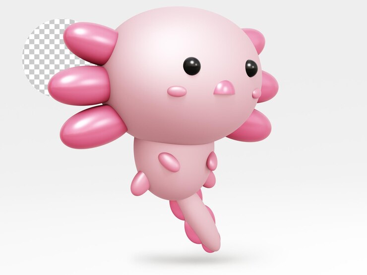 PSD cartoon 3d illustration of cute axolotl