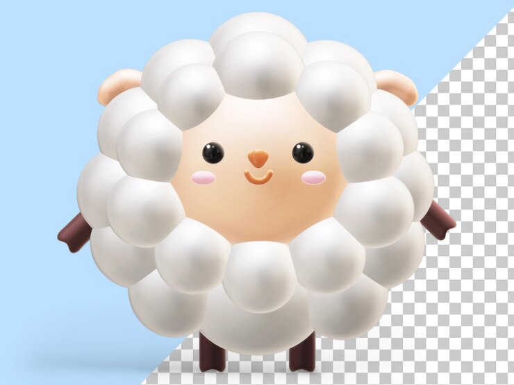 PSD 귀여운 양의 만화 3d 일러스트