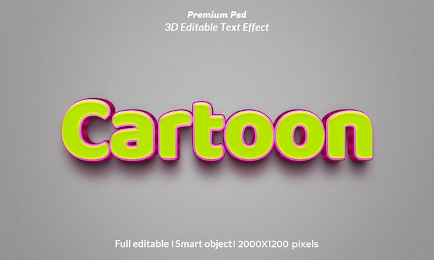 Cartoon 3d text style effect template premium psd