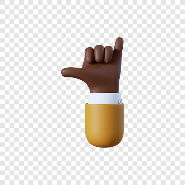 Cartoon African-American businessman hand rock gesture