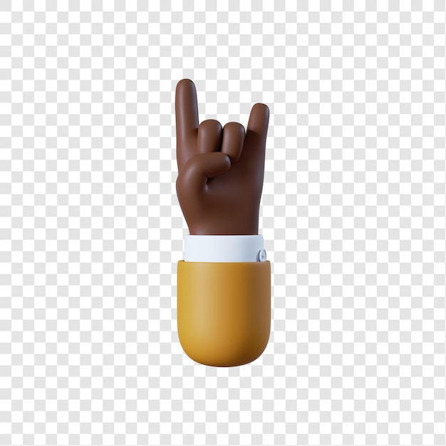 Cartoon African-American businessman hand rock gesture