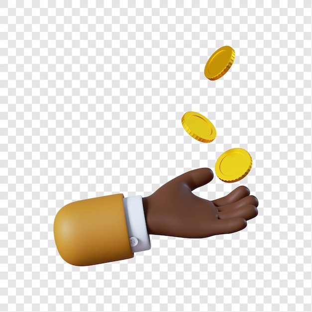 Cartoon African-American businessman hand with coins