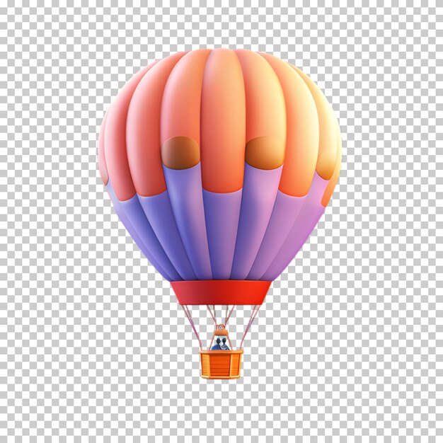 PSD cartoon air balloon isolated on transparent background