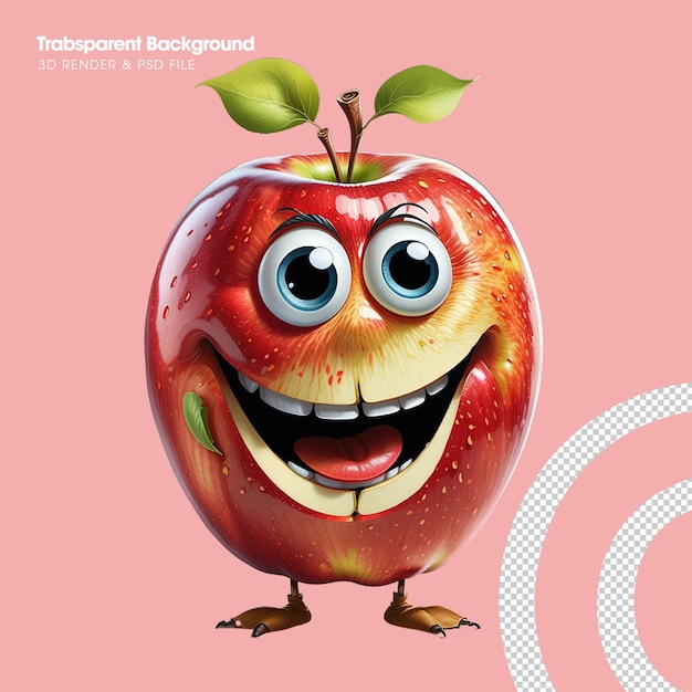 PSD cartoon appel met grote ogen