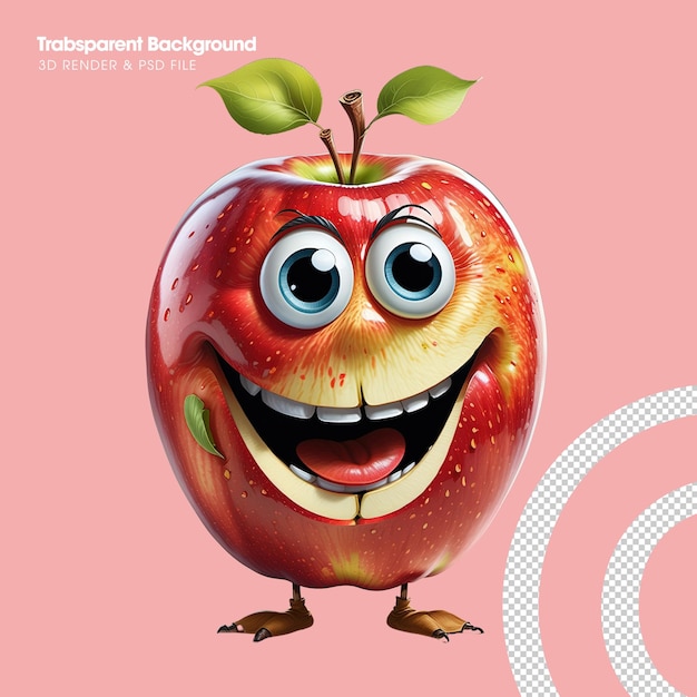 PSD cartoon apple with big eyes