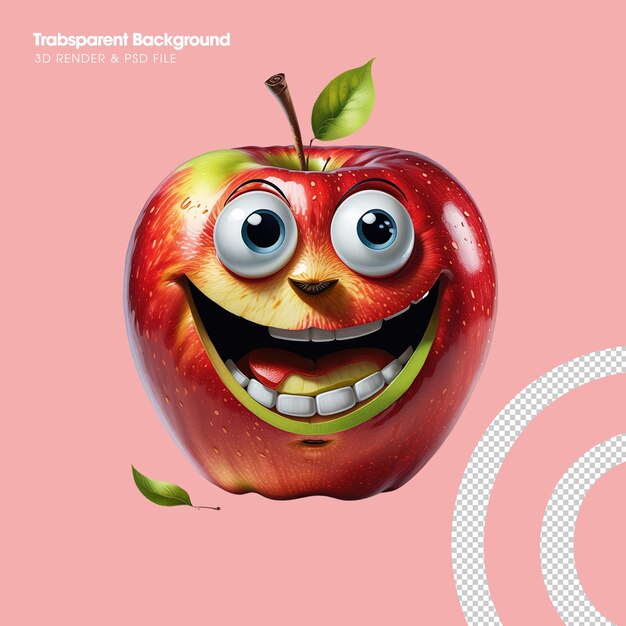 PSD cartoon apple with big eyes