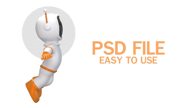 cartoon astronaut in white space suit is weightless in zero gravity space 3d rendering