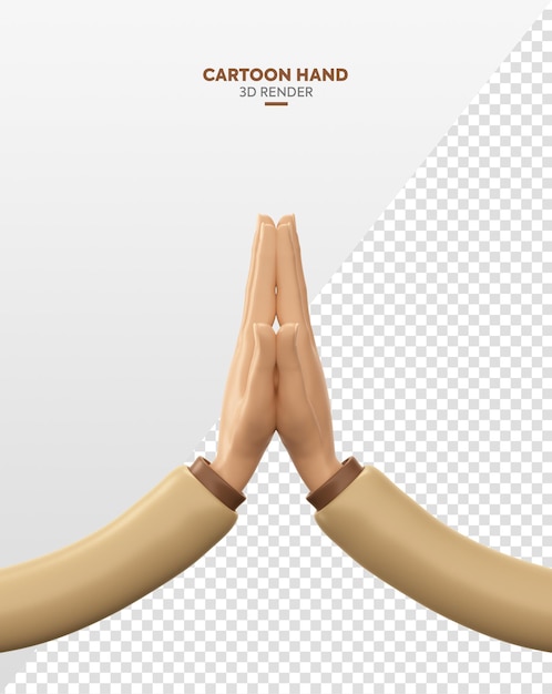Cartoon biddende handen kruisen element 3d