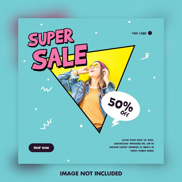 PSD cartoon big sale post for social media