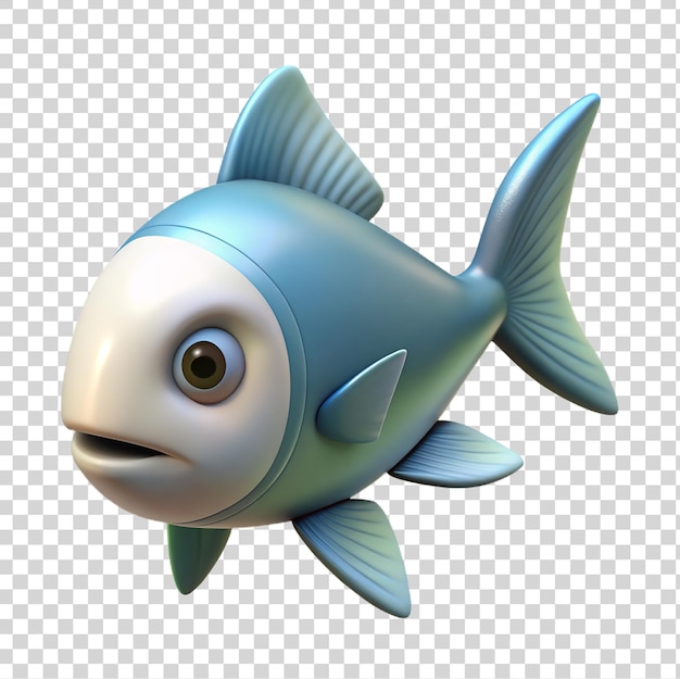 PSD Голубая рыбка из мультфильма, выделенная на прозрачном фоне
