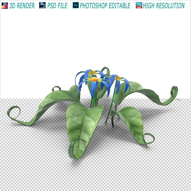 PSD cartoon blue flower 3d modeling psd-bestand