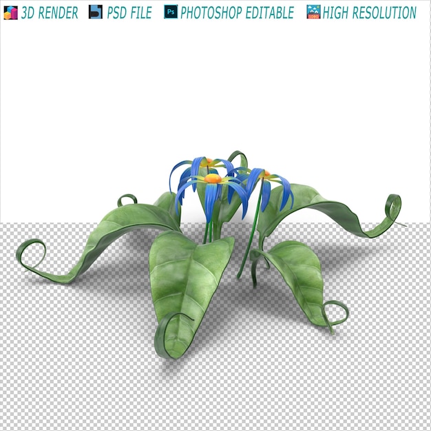 PSD cartoon blue flower 3d modeling file psd