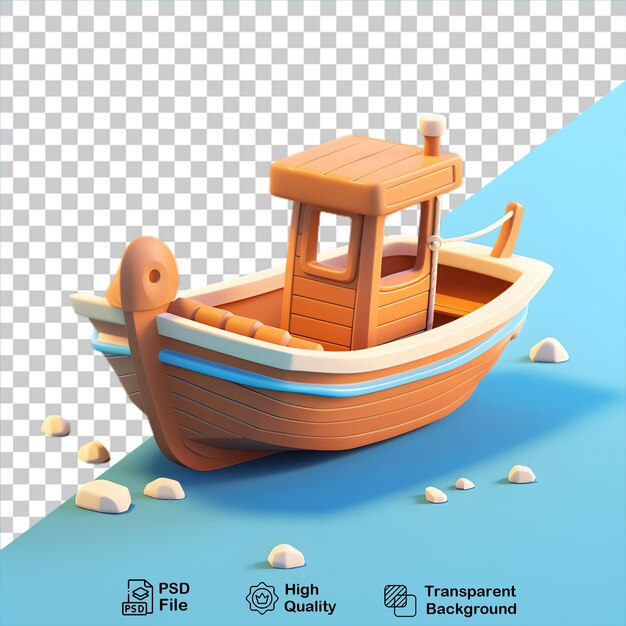 PSD cartoon boat isolated on transparent background include png file