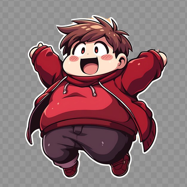 PSD a cartoon of a boy jumping with his arms outstretched