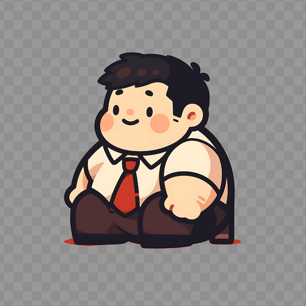 PSD a cartoon of a boy sitting on a red carpet