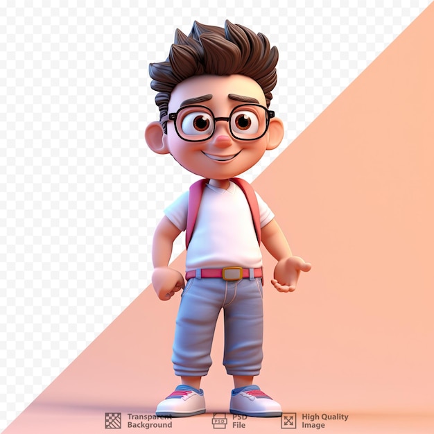 PSD a cartoon of a boy with glasses and a shirt that says'the word'on it